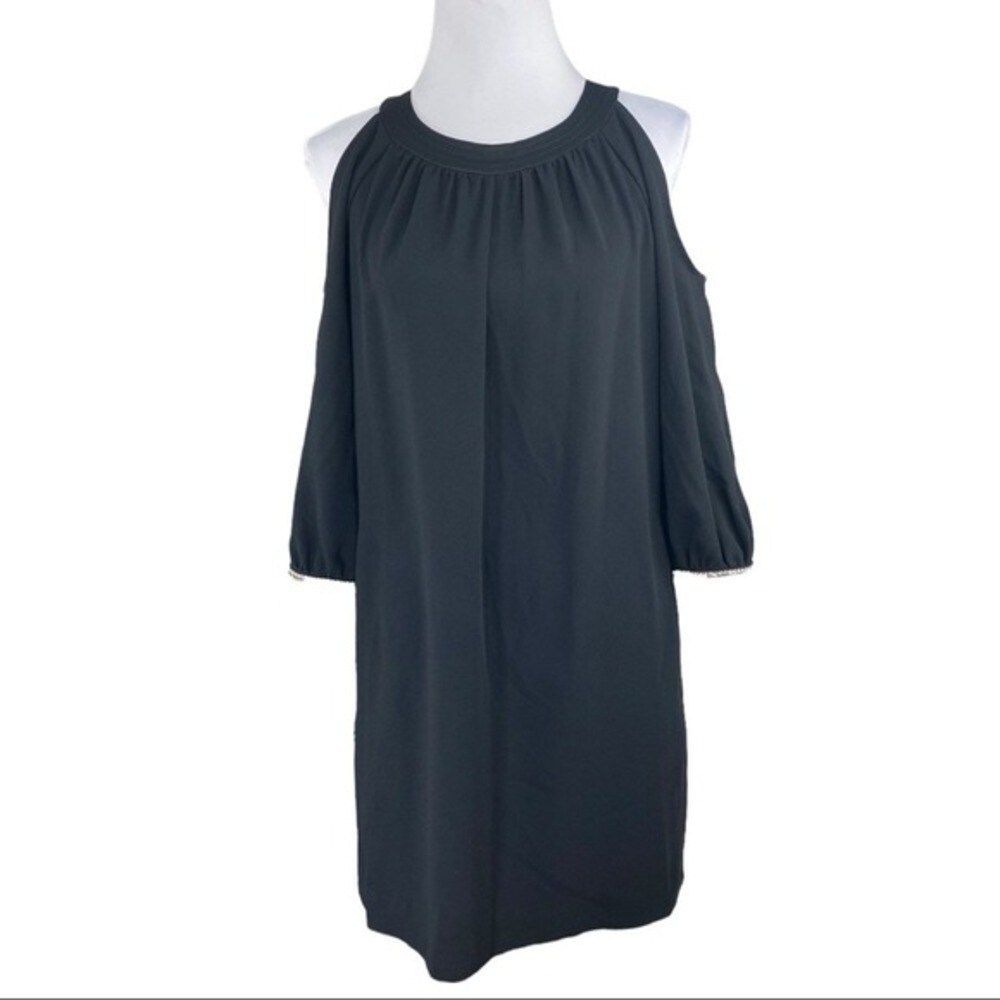 Trina Turk Black Cold Shoulder Rhinestone Cuff Hidden Pockets Party Dress Size 2
